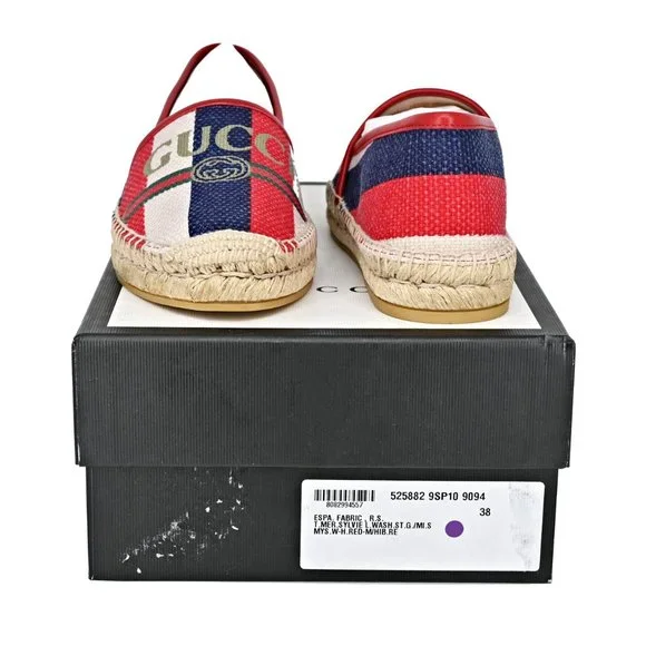 Gucci Logo Sylvie Stripe Canvas Espadrille - Picture 8 of 13